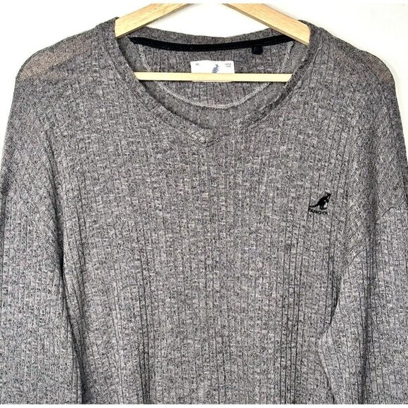 Kangol Ribbed Sweater Woman Large Gray Lightweight Long Sleeve Pullover Top Logo - Picture 3 of 11